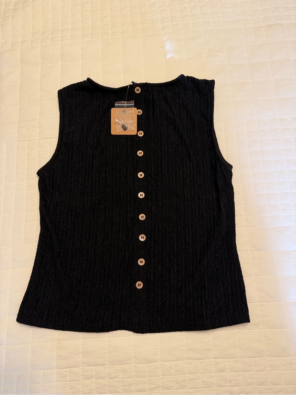 Blu Pepper Black Sleeveless Button-Front Top